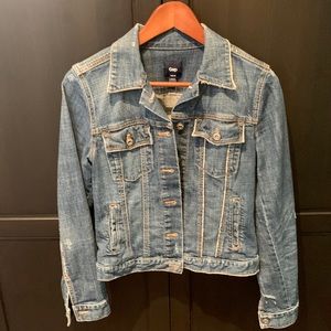 GAP distressed denim jacket, size small